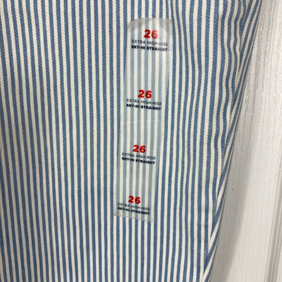 New OLD NAVY Extra High-Waisted Button-Fly Sky-Hi Straight Striped Jeans 26 - Picture 6 of 15